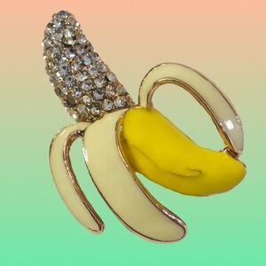 Banana Rhinestones Brooch - Quirky Fun Pin
